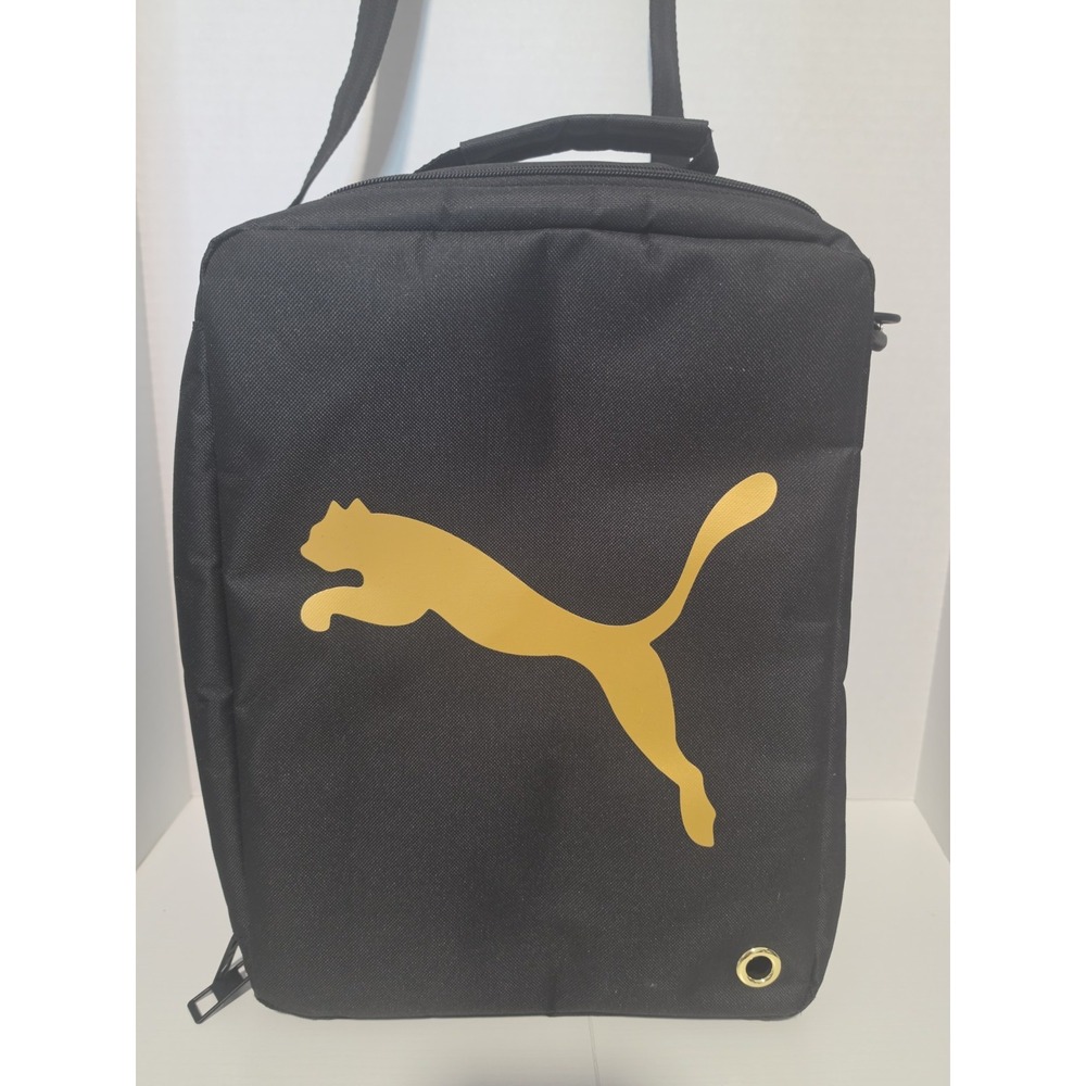 PUMA Prowl Shoe Bag in Durable Nylon with Padded Handle, One Size, Black/Gold